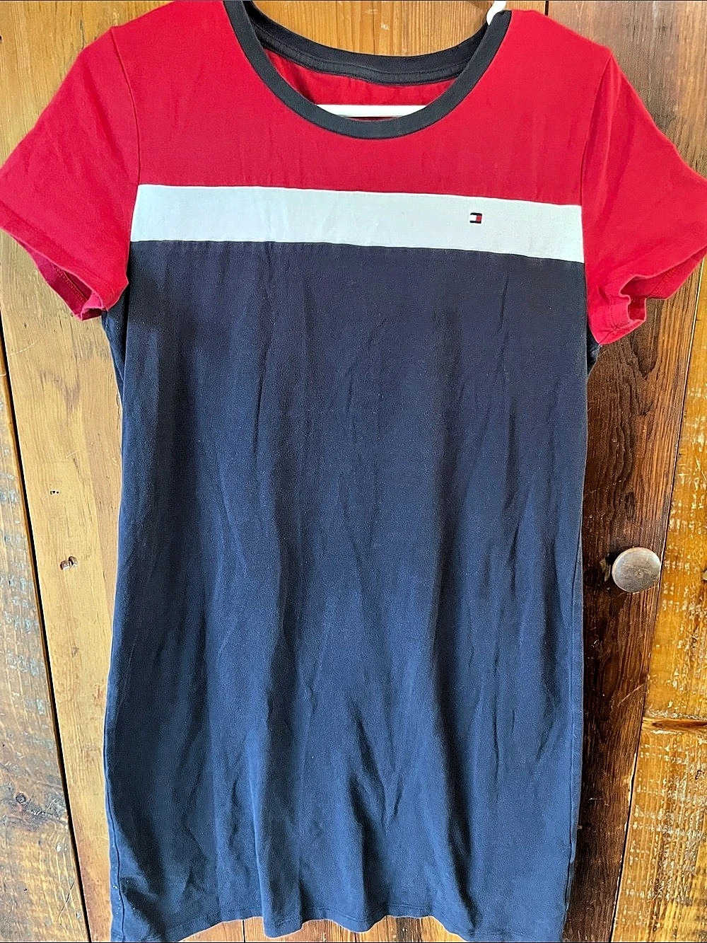 Tommy Hilfiger Color Block Mini Dress in Red & Blue